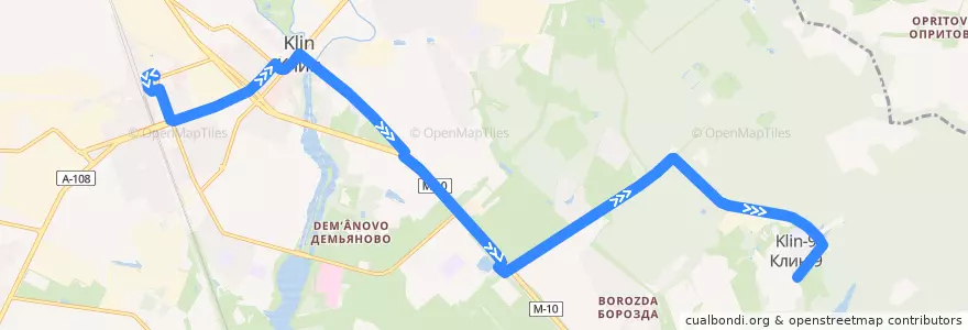 Mapa del recorrido Автобус 40: а/с Клин — Жилсектор de la línea  en городской округ Клин.