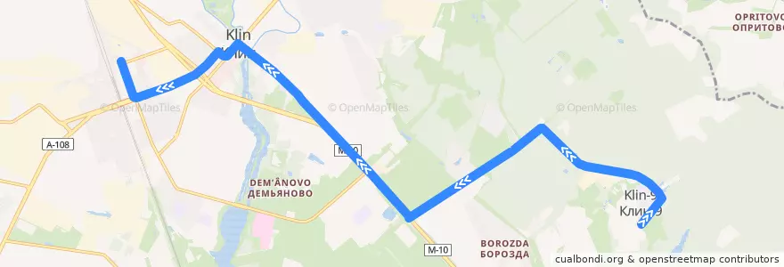 Mapa del recorrido Автобус 40: Жилсектор — а/с Клин de la línea  en городской округ Клин.