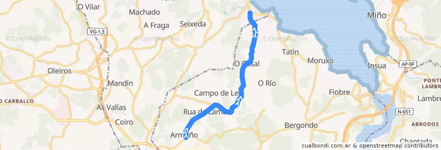 Mapa del recorrido Sada - Armuño de la línea  en Bergondo.