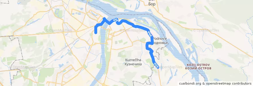 Mapa del recorrido Автобус 4: Афонино => улица Долгополова de la línea  en городской округ Нижний Новгород.