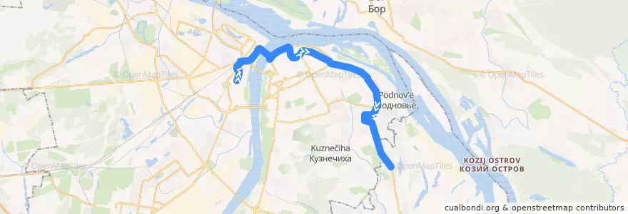 Mapa del recorrido Автобус 4: улица Долгополова => Афонино de la línea  en Nizhny Novgorod.