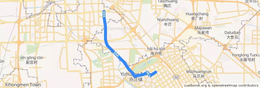 Mapa del recorrido Bus 623: 前门 => 开发区交通服务中心 de la línea  en Пекин.