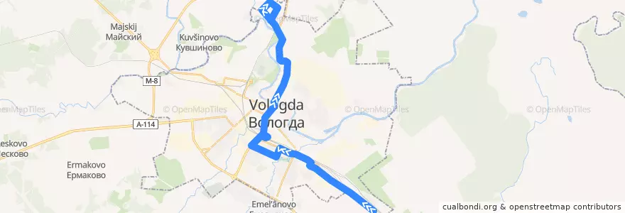 Mapa del recorrido Автобус №28: Лоста - Прилуки de la línea  en ヴォログダ管区.