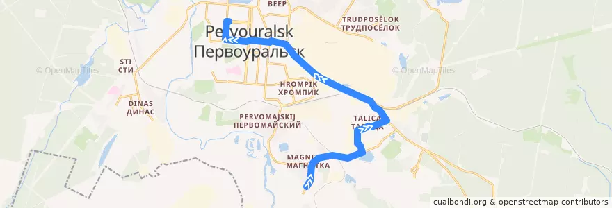 Mapa del recorrido Автобус 3: Магнитка – Стоматология de la línea  en городской округ Первоуральск.