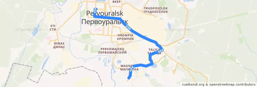 Mapa del recorrido Автобус 3: Стоматология – Магнитка de la línea  en ピェルヴォウラリスク管区.