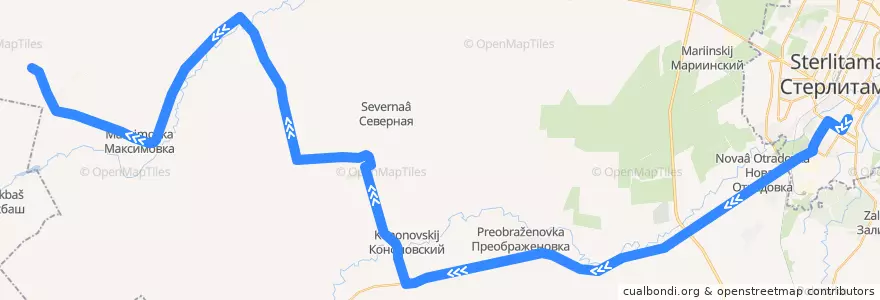 Mapa del recorrido Автобус Стерлитамак - Алга de la línea  en Стерлитамакский район.