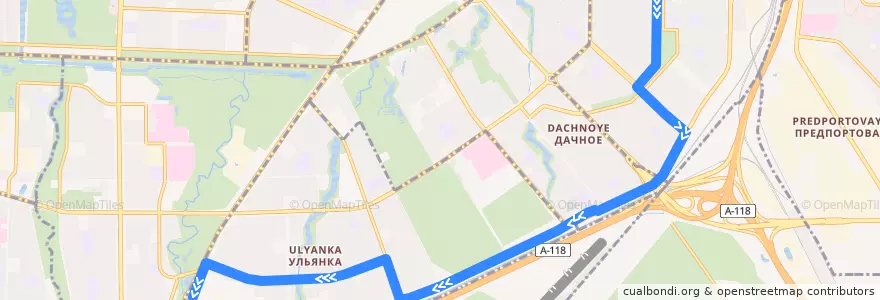 Mapa del recorrido Автобус № 18А: станция метро "Ленинский проспект" => улица Стойкости de la línea  en Saint-Pétersbourg.