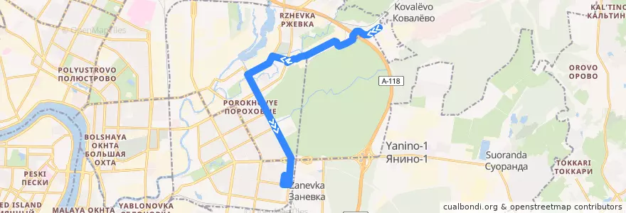 Mapa del recorrido Автобус № 23: Ново-Ковалево => Белорусская улица de la línea  en округ Ржевка.
