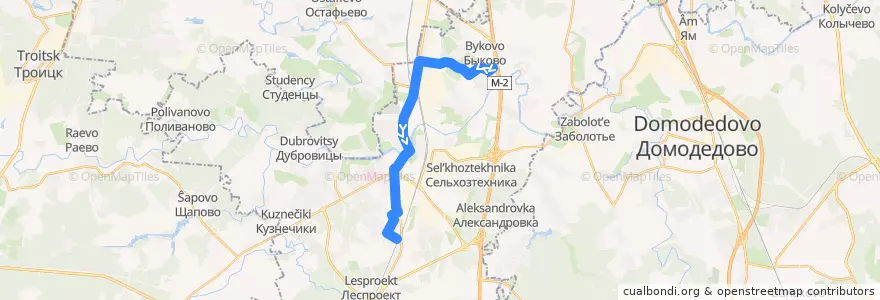 Mapa del recorrido Автобус №92 (Быковская школа): Быково - а/к 1788 de la línea  en городской округ Подольск.