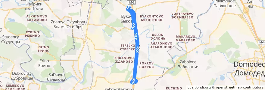 Mapa del recorrido Автобус №92 (Быковская школа): Быково - Стрелково - Покров - Быково de la línea  en городской округ Подольск.
