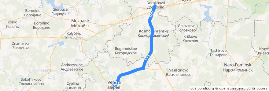 Mapa del recorrido Автобус №32: Верея - Дорохово de la línea  en Oblast Moskau.