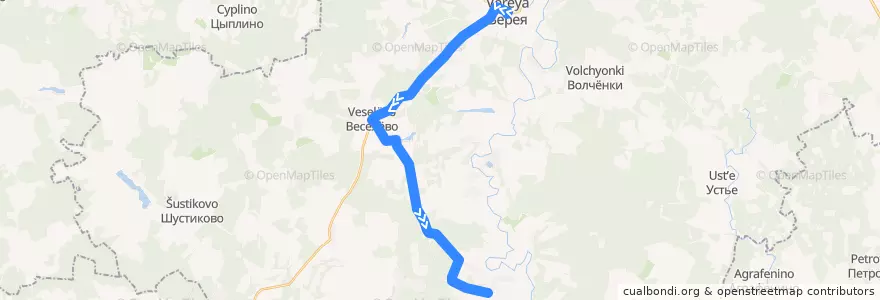 Mapa del recorrido Автобус №42: Верея - Вышегород de la línea  en Наро-Фоминский городской округ.