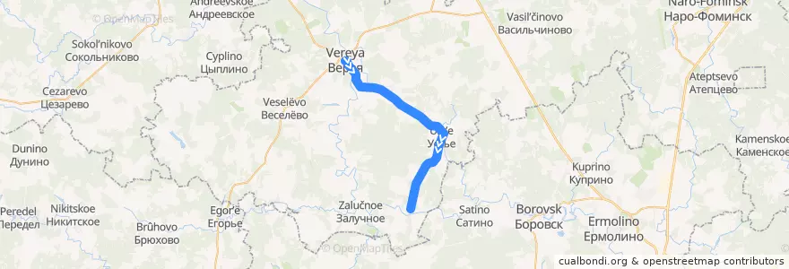 Mapa del recorrido Автобус №41: Верея - Ревякино de la línea  en Наро-Фоминский городской округ.
