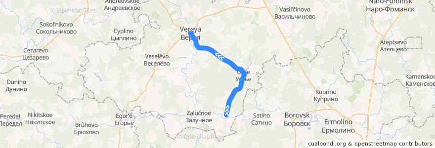 Mapa del recorrido Автобус №41: Ревякино - Верея de la línea  en Наро-Фоминский городской округ.