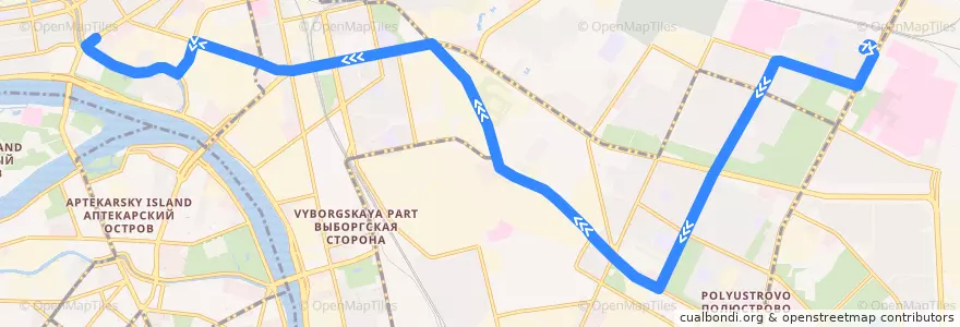 Mapa del recorrido Автобус № 33: ж/д станция Пискарёвка => станция метро «Чёрная речка» de la línea  en Санкт-Петербург.