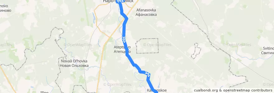 Mapa del recorrido Автобус №24: Станция Нара - Каменское de la línea  en Наро-Фоминский городской округ.