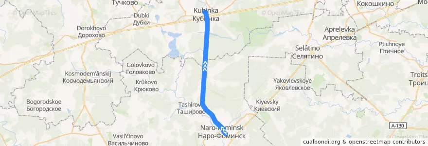 Mapa del recorrido Автобус №27: Станция Нара - Станция Кубинка de la línea  en Oblast Moskau.