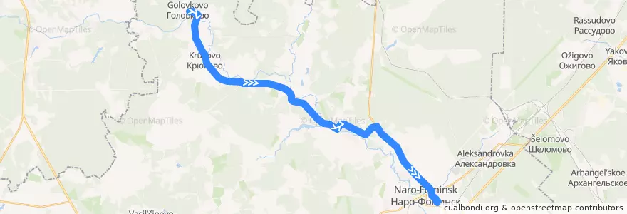 Mapa del recorrido Автобус №26: Головково - Станция Нара de la línea  en Наро-Фоминский городской округ.