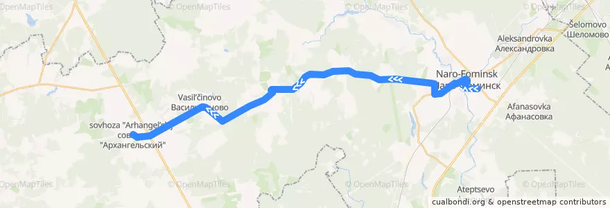 Mapa del recorrido Автобус №28: Станция Нара - Архангельское de la línea  en Наро-Фоминский городской округ.