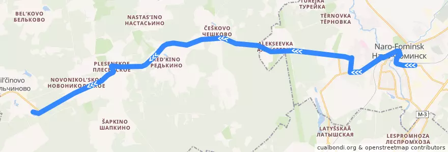 Mapa del recorrido Автобус №28: Станция Нара - Восток de la línea  en Наро-Фоминский городской округ.