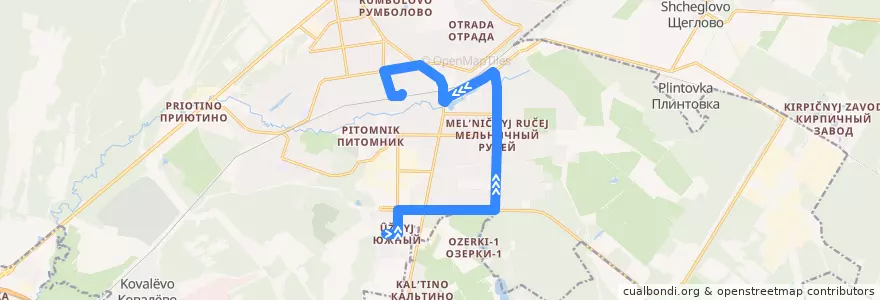 Mapa del recorrido Автобус № 4: микрорайон Южный =>ж/д платформа "Всеволожская" de la línea  en Город Всеволожск.