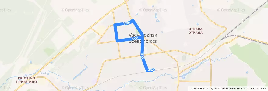 Mapa del recorrido Автобус № 5: ж/д платформа "Всеволожская" => ж/д платформа "Всеволожская" de la línea  en Город Всеволожск.