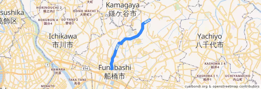 Mapa del recorrido 小室線 de la línea  en 船橋市.