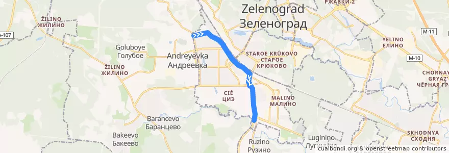 Mapa del recorrido Автобус № 16: Корпус 1420 - Кутузово de la línea  en район Крюково.