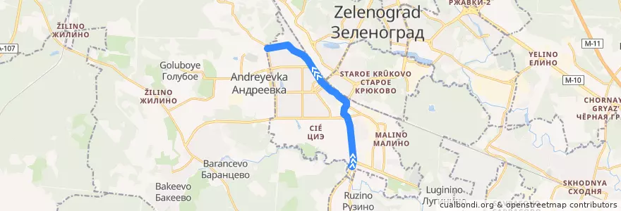 Mapa del recorrido Автобус № 16: Кутузово - Корпус 1420 de la línea  en район Крюково.