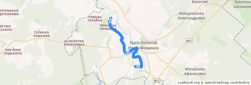 Mapa del recorrido Автобус №4: Юность - Латышская улица de la línea  en Наро-Фоминский городской округ.