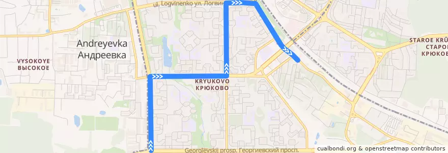 Mapa del recorrido Автобус № 5: 16 микрорайон - Станция Крюково de la línea  en район Крюково.