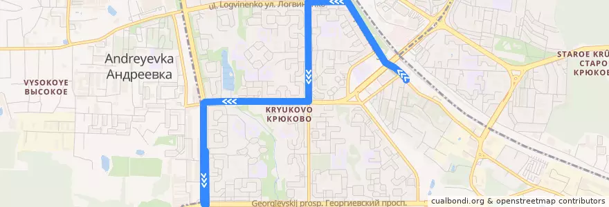 Mapa del recorrido Автобус № 5: Станция Крюково - 16 микрорайон de la línea  en Kryukovo District.