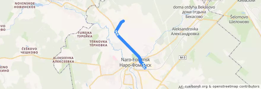 Mapa del recorrido Автобус №8: Станция Нара - Улица Шибанкова de la línea  en Наро-Фоминский городской округ.