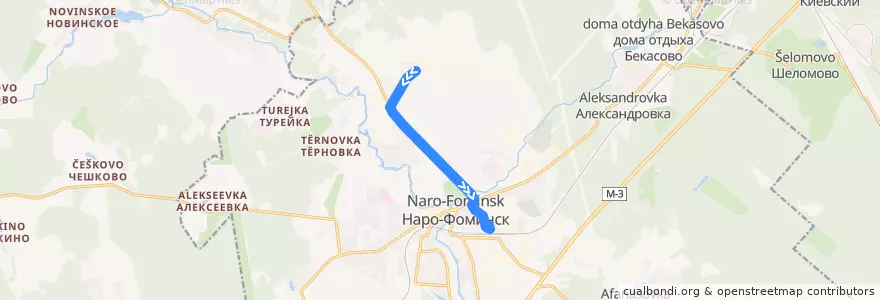Mapa del recorrido Автобус №8: Улица Шибанкова - Станция Нара de la línea  en Наро-Фоминский городской округ.