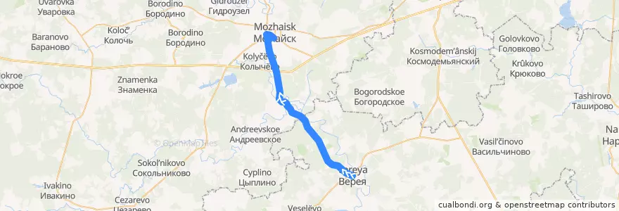 Mapa del recorrido Автобус № 35: Верея => Автостанция Можайск de la línea  en Oblast de Moscou.