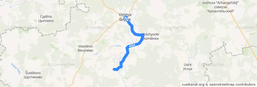 Mapa del recorrido Автобус №47: Верея - Ивково de la línea  en Наро-Фоминский городской округ.