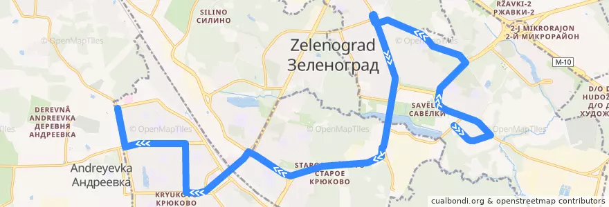 Mapa del recorrido Автобус № 19: Городская больница - 14 микрорайон de la línea  en Зеленоградский административный округ.