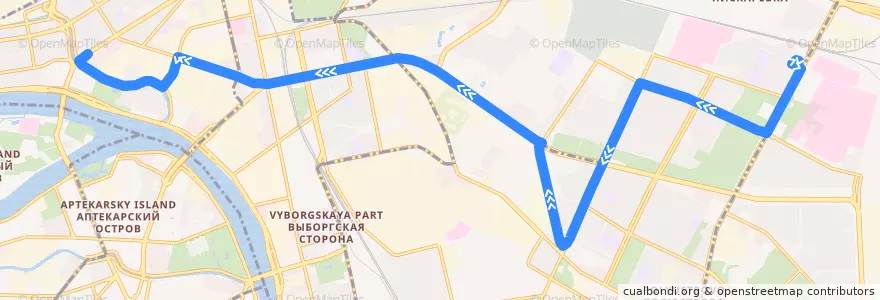 Mapa del recorrido Автобус № 137: Пискарёвка => станция метро «Чёрная речка» de la línea  en Санкт-Петербург.