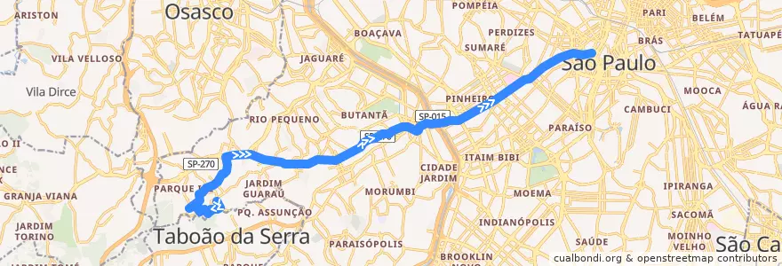 Mapa del recorrido 7903-10 Praça Ramos de Azevedo de la línea  en São Paulo.