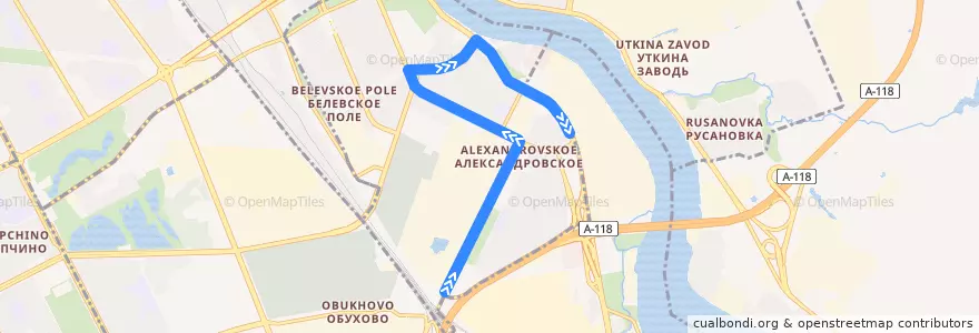 Mapa del recorrido Автобус № 48: станция метро «Обухово» => Троицкое поле de la línea  en Невский район.