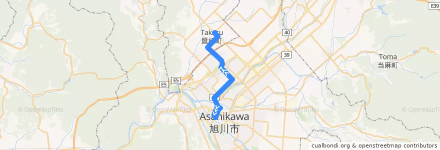 Mapa del recorrido [24]10線10号線（末広・9線経由） de la línea  en 上川総合振興局.