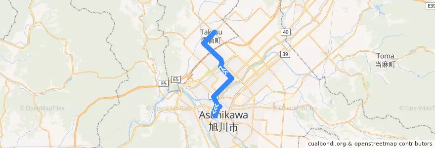 Mapa del recorrido [25]10線10号線（末広・10線経由） de la línea  en 上川総合振興局.