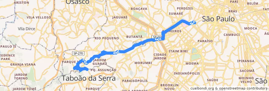 Mapa del recorrido 714C-10 Cohab Educandário de la línea  en São Paulo.