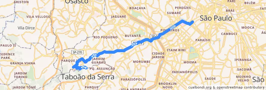 Mapa del recorrido 714C-10 Paulista de la línea  en San Pablo.
