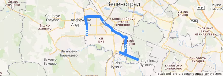 Mapa del recorrido Автобус № 20: 16 микрорайон - Кладбище "Рожки" de la línea  en район Крюково.