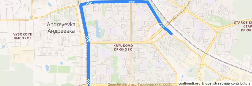 Mapa del recorrido Автобус № 17: 16 микрорайон - Станция Крюково de la línea  en район Крюково.