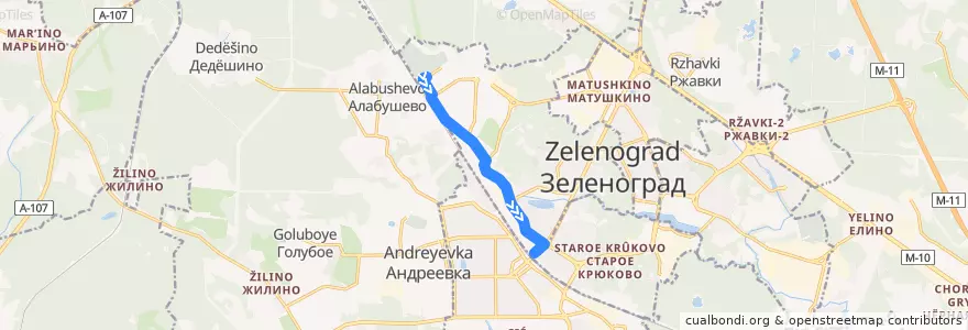 Mapa del recorrido Автобус № 24: Алабушевское кладбище - Станция Крюково de la línea  en район Силино.
