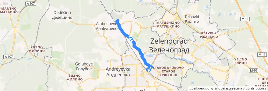 Mapa del recorrido Автобус № 24: Станция Крюково - Алабушевское кладбище de la línea  en район Силино.