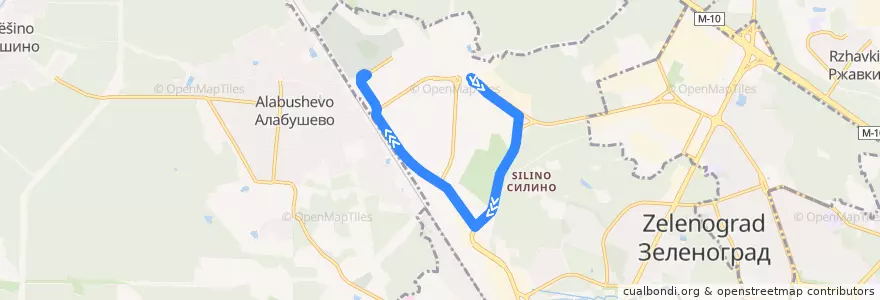 Mapa del recorrido Автобус № 30: Западная - Алабушевское кладбище de la línea  en район Силино.