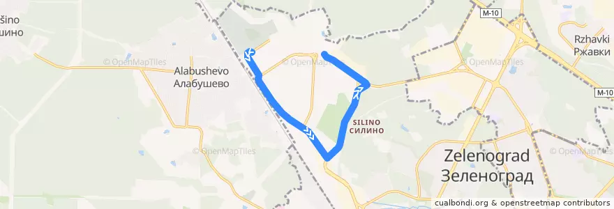 Mapa del recorrido Автобус № 30: Алабушевское кладбище - Западная de la línea  en район Силино.